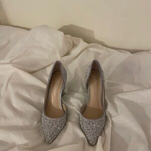 Betsey Johnson Silver Glitter Heels